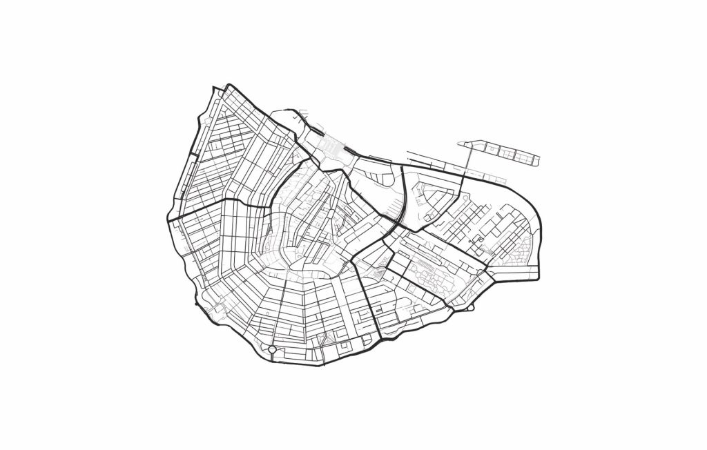 Plattegrond Amsterdam centrum, wit