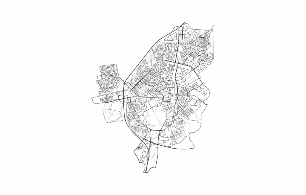 Plattegrond van Assen, wit 