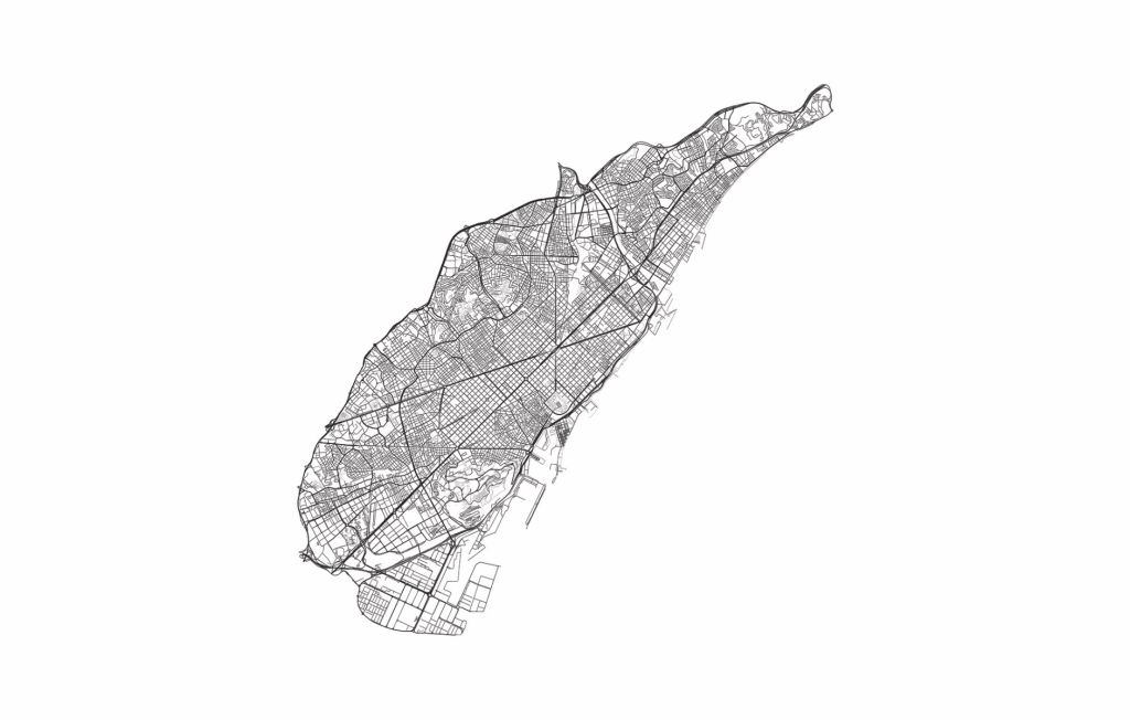 Plattegrond van Barcelona, wit