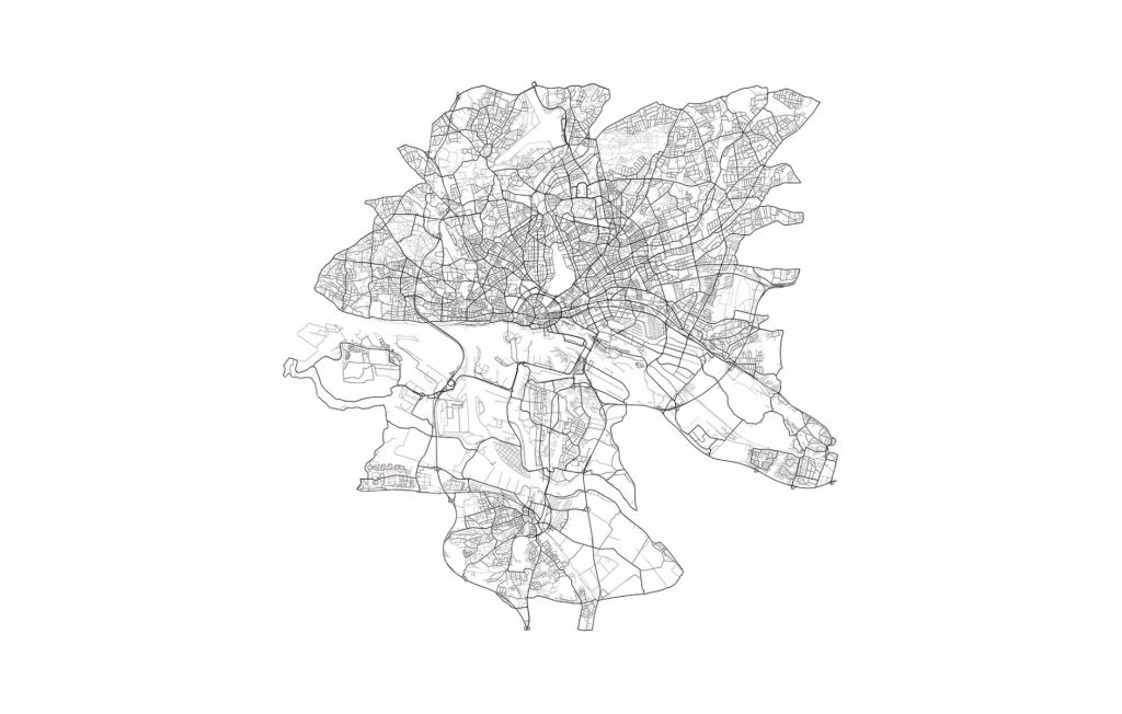 Plattegrond van Hamburg, wit 