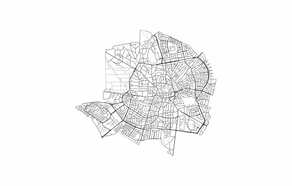 Plattegrond van Hilversum, wit 