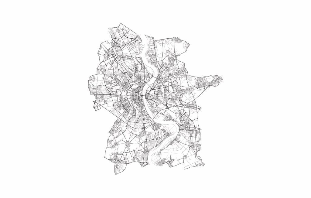 Plattegrond van Keulen, wit