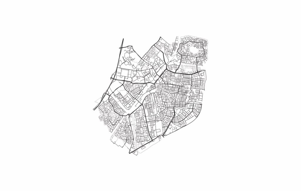 Plattegrond van Leiden, wit 