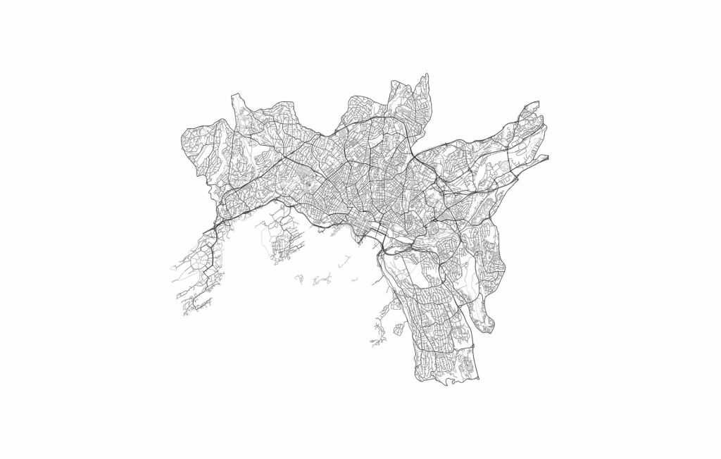 Plattegrond van Oslo, wit 