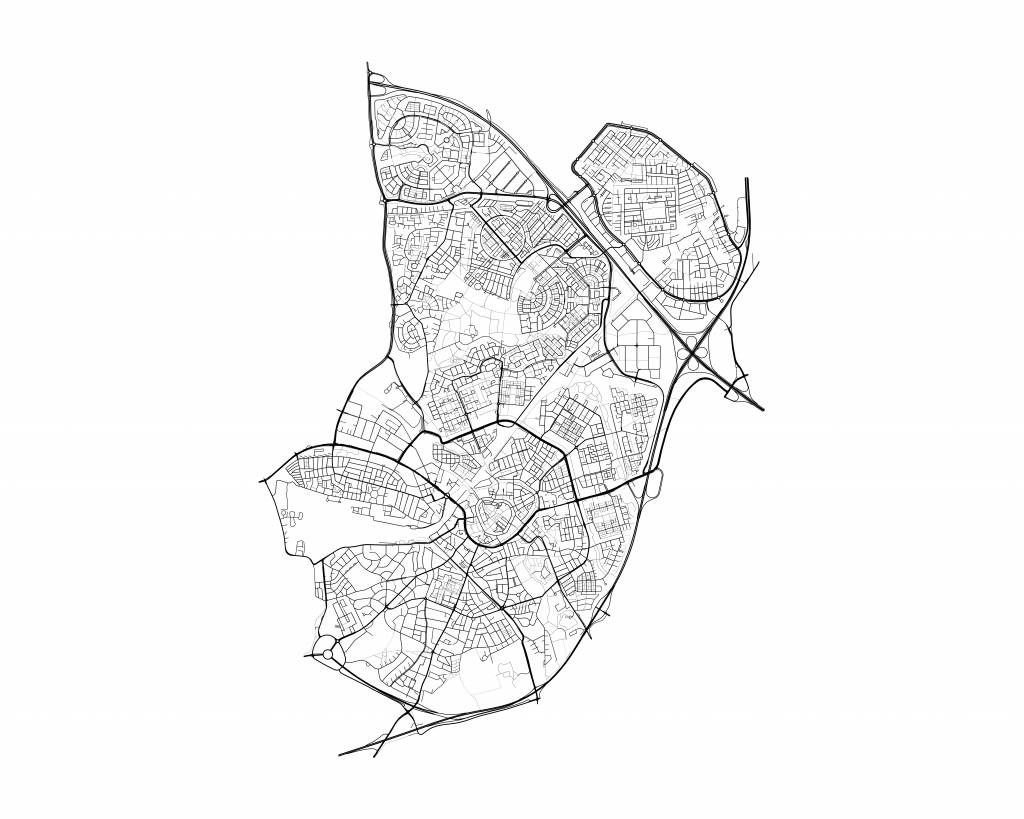 Plattegrond van Amersfoort, wit