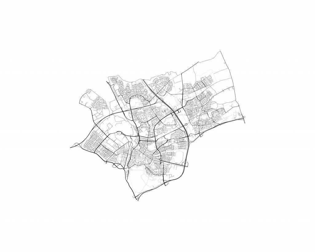 Plattegrond van Den Bosch, wit