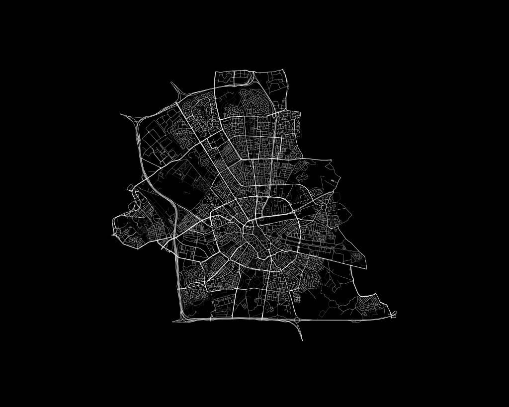 Plattegrond van Eindhoven, zwart