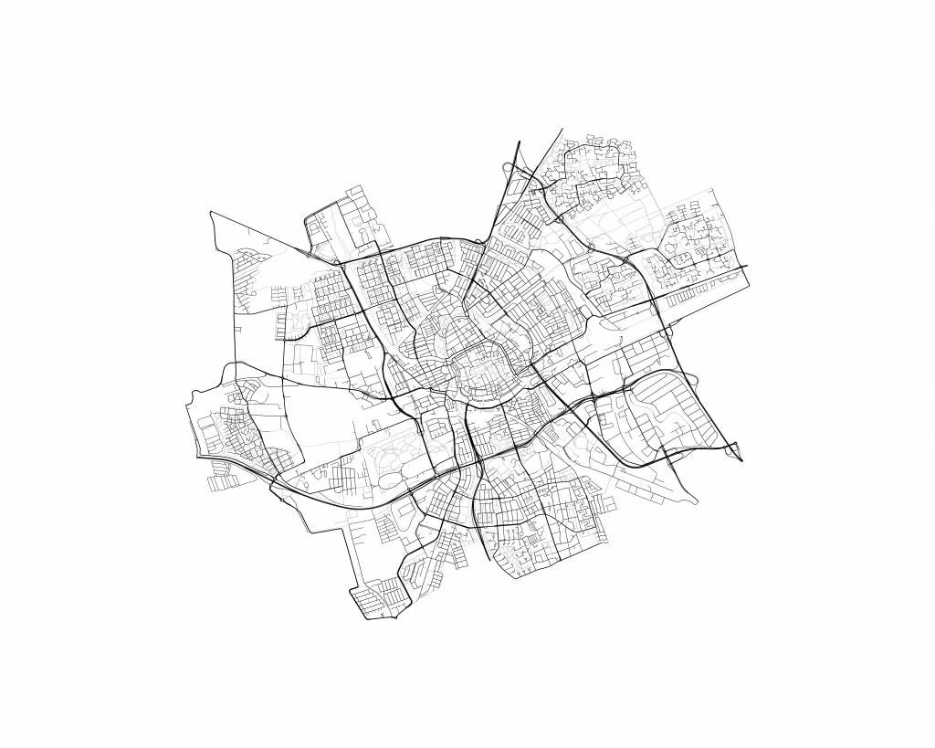 Plattegrond van Groningen, wit