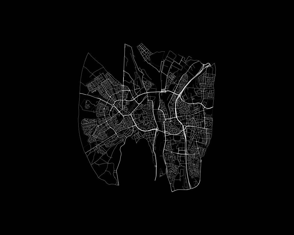 Plattegrond van Maastricht, zwart