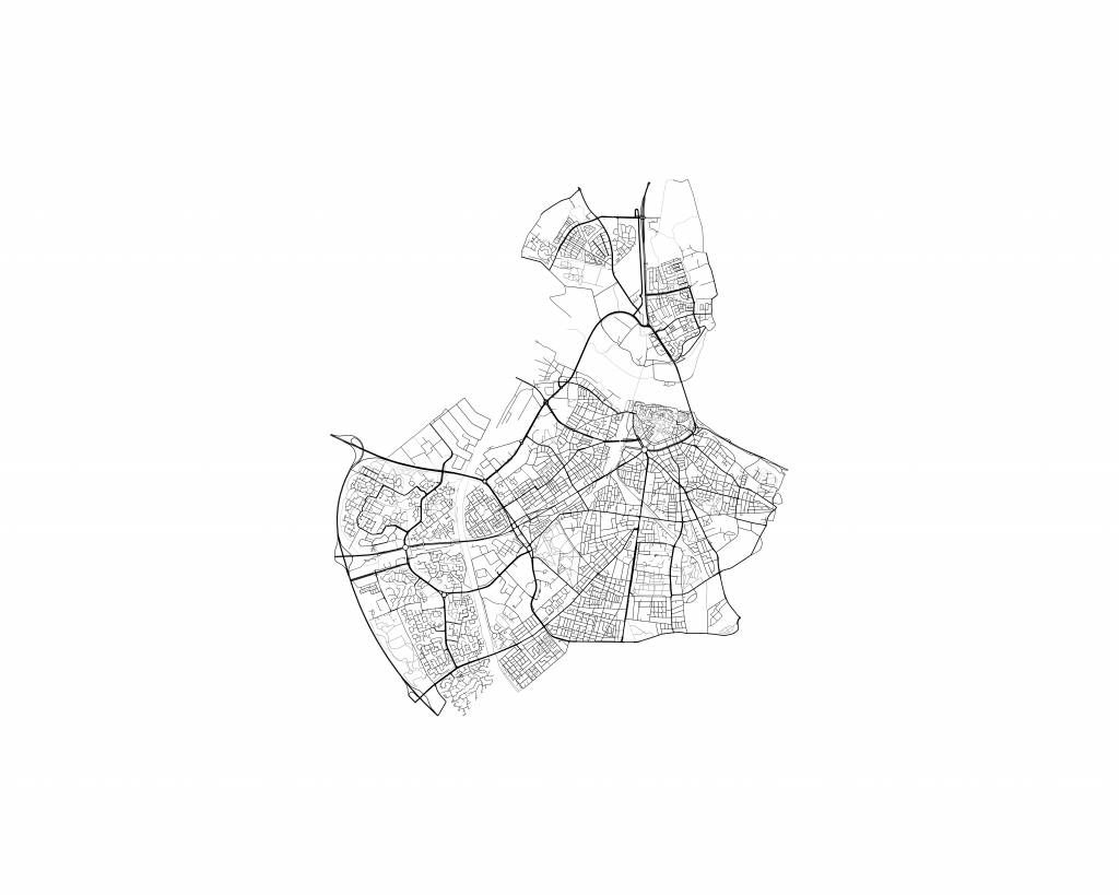 Plattegrond van Nijmegen, wit