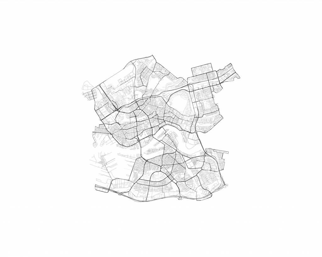 Plattegrond van Rotterdam, wit