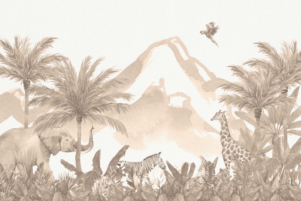 Jungle dieren in taupe