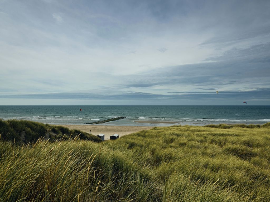 Strand vanuit de duinen