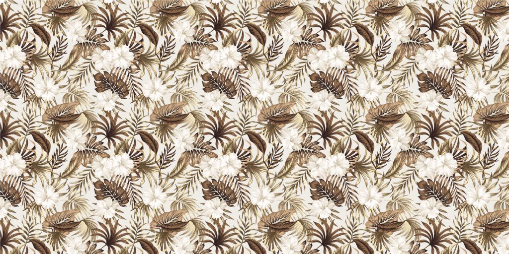 Tropische bloemen, beige