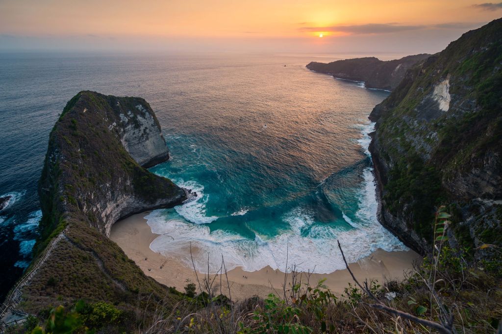 Zonsondergang op Kelingking strand