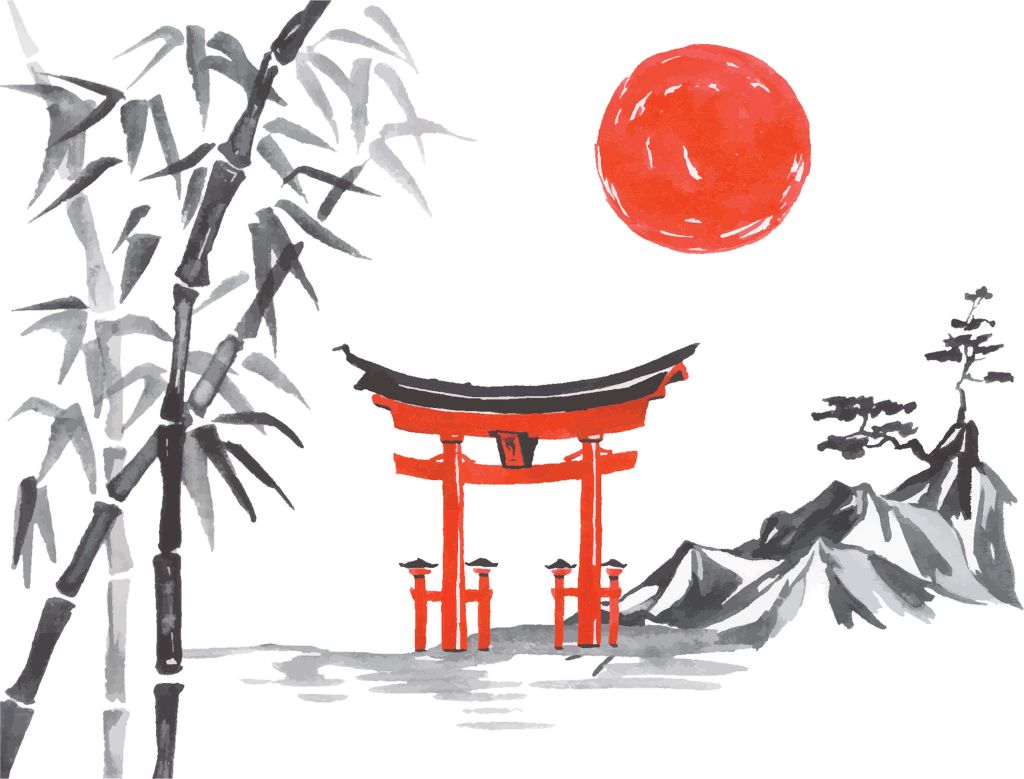 Japanse tekening van Miyajima