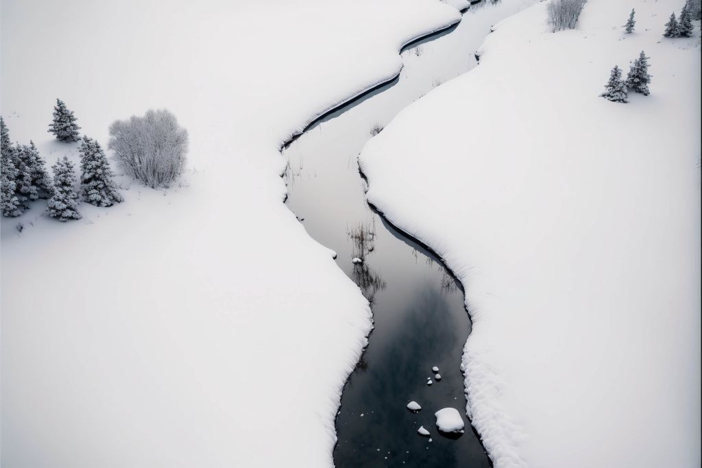 Minimalistisch landschap met sneeuw