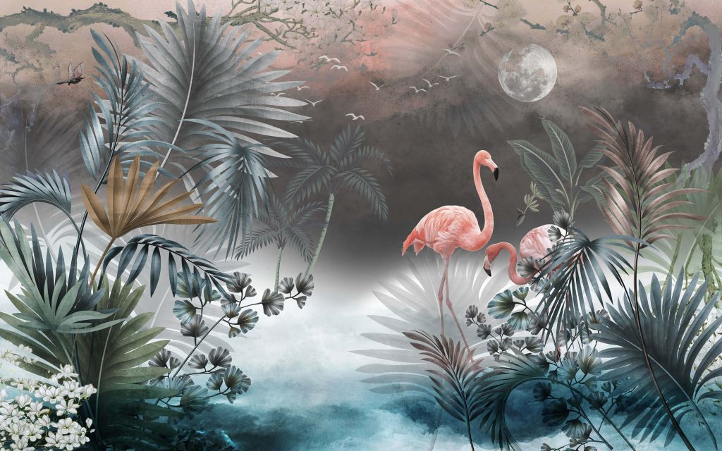 Flamingo's in de nacht