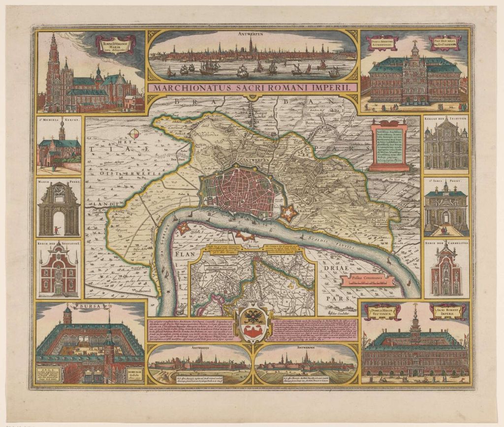 Plattegrond van de stad Antwerpen en zijn omgeving