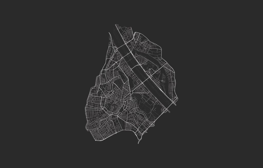 Plattegrond van Wenen centrum, zwart